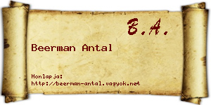 Beerman Antal névjegykártya